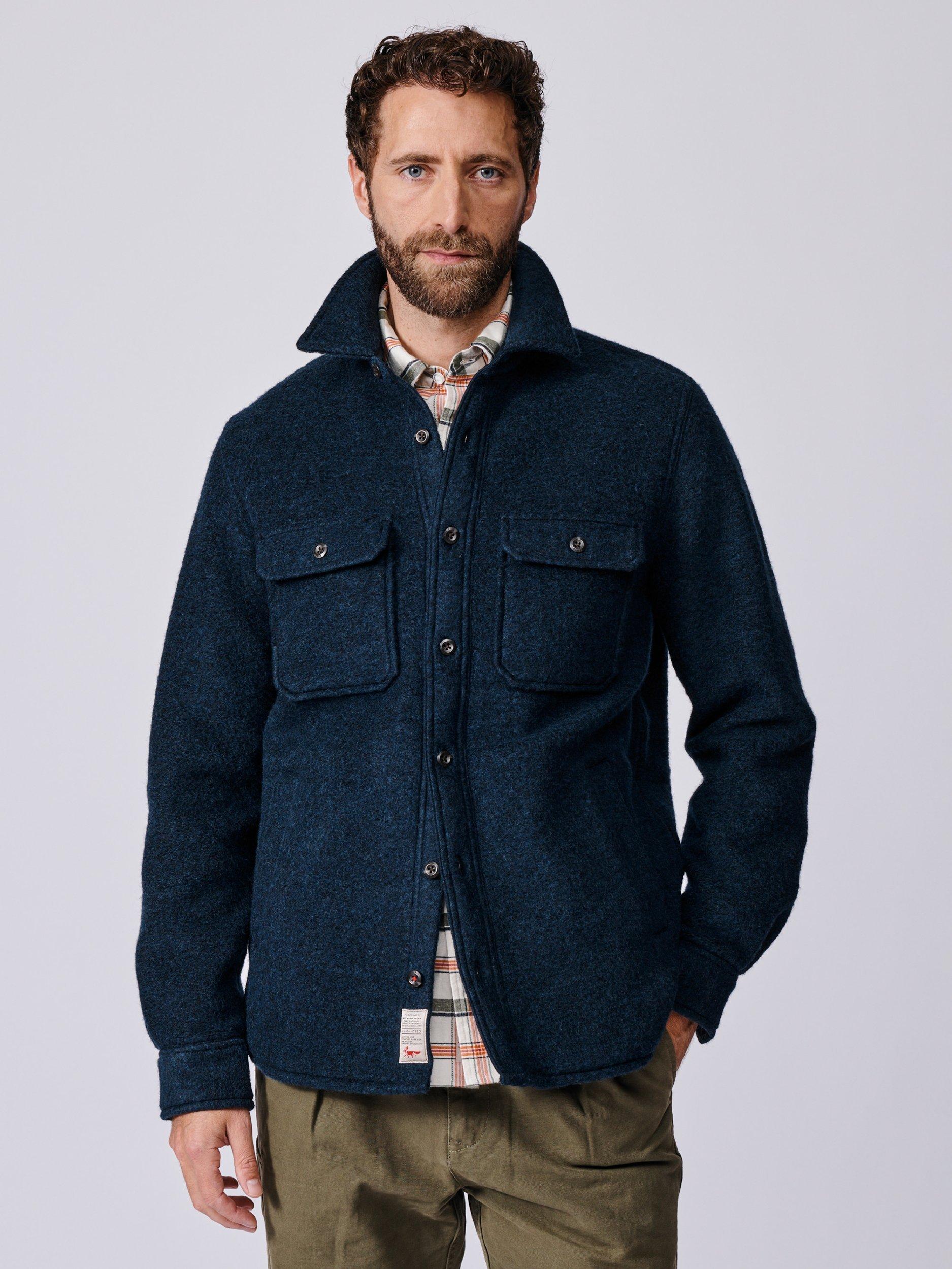 Product image 4 of 8, which shows Aubin Kendale Wool Blend Regular Fit Overshirt, Navy, S