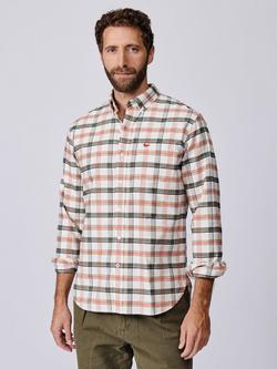 Aubin Merton Cotton Regular Fit Check Shirt, Vintage White/Multi, Vintage White/Multi