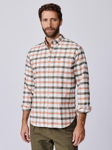 Aubin Merton Cotton Regular Fit Check Shirt, Vintage White/Multi, Vintage White/Multi