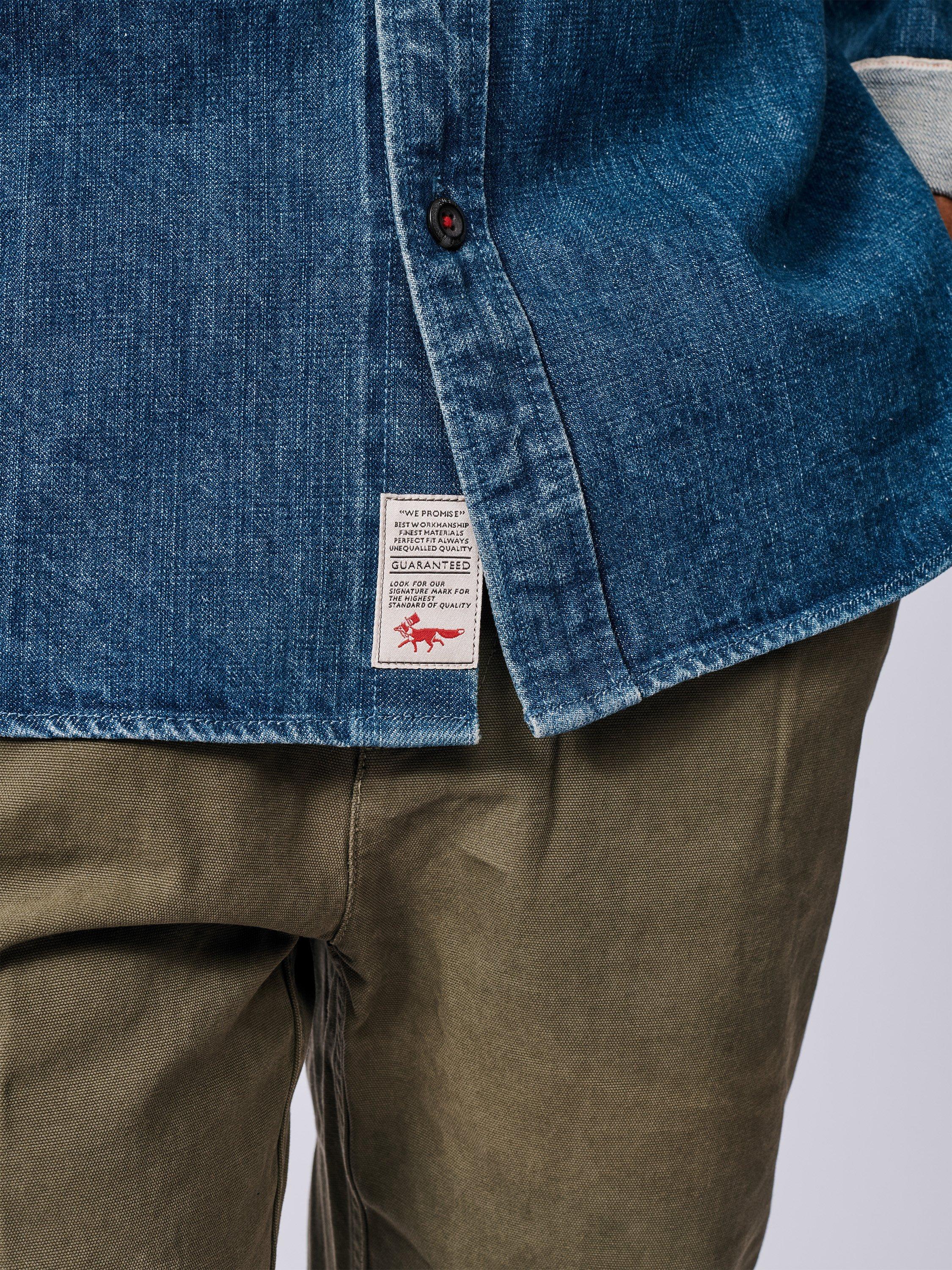 Product image 4 of 6, which shows Aubin Morely Selvedge Denim Overshirt, Washed Denim, S