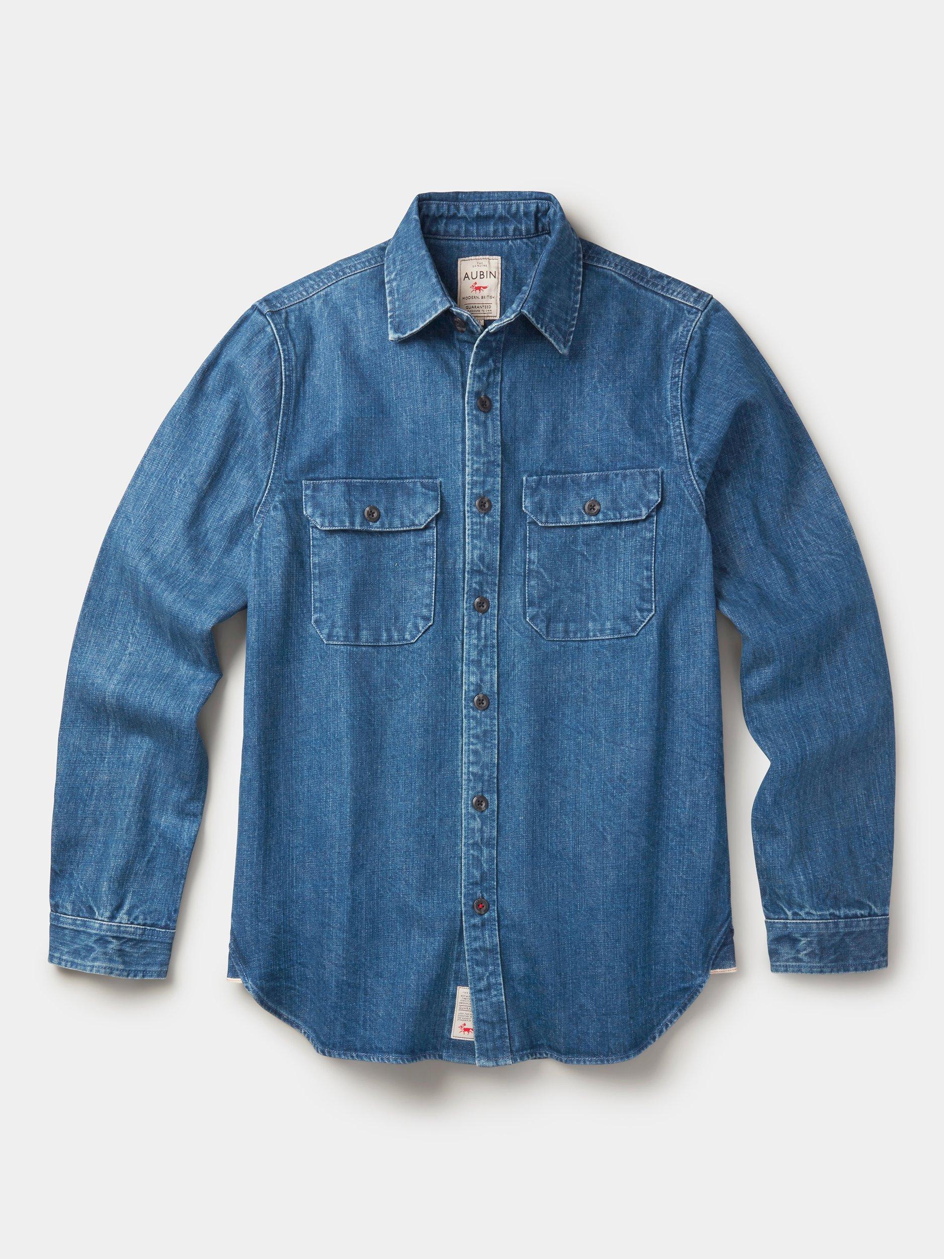 Product image 6 of 6, which shows Aubin Morely Selvedge Denim Overshirt, Washed Denim, S
