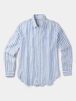 Aubin Oxford Cotton Sports Fit Long Sleeve Shirt, Blue Stripe