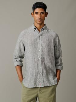 Aubin Worlaby Linen Long Sleeve Plain Shirt, Khaki, Khaki