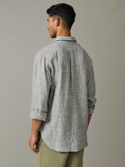 Aubin Worlaby Linen Long Sleeve Plain Shirt, Khaki - view 2, Khaki