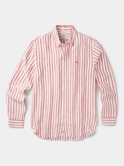 Aubin Worlaby Pure Linen Regular Fit Shirt, Terracotta, Terracotta