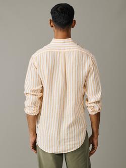 Aubin Worlaby Linen Long Sleeve Stripe Shirt, Yellow - view 2, Yellow