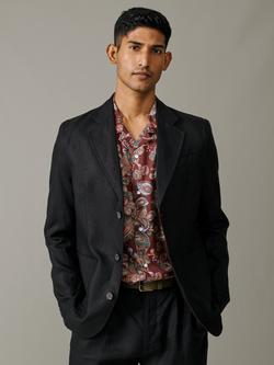 Aubin Belvedere Linen Blazer, Black, Black