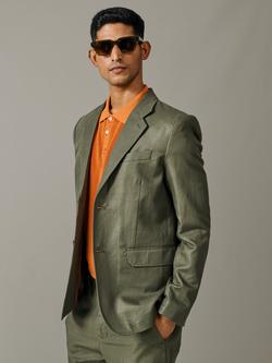 Aubin Axholme Linen-Cotton Blazer, Khaki, Khaki