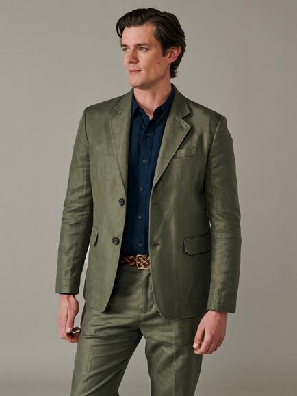 Aubin Axholme Linen-Cotton Suit Jacket, Khaki