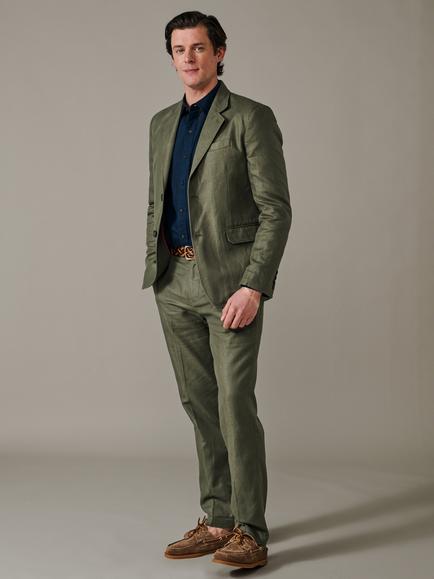 Aubin Axholme Linen-Cotton Suit Jacket - view 2, Khaki