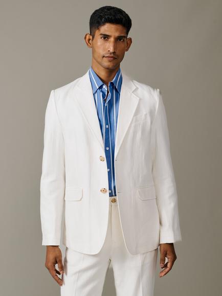 Aubin Axholme Linen-Cotton Suit Jacket, Vintage White