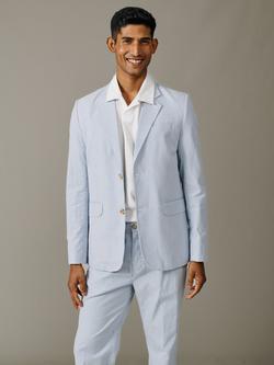 Aubin Pasmore Single Breasted Cotton Linen Blend Blazer, Blue, Blue