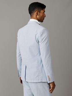 Aubin Pasmore Single Breasted Cotton Linen Blend Blazer, Blue - view 2, Blue