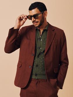 Aubin Pasmore Tailored Fit Linen Blend Suit Jacket, Brown - view 2, Brown