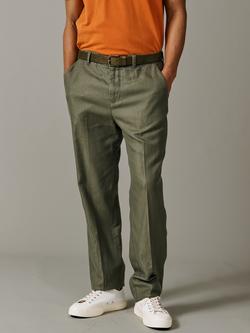 Aubin Axholme Linen-Cotton Tailored Trousers, Khaki, Khaki