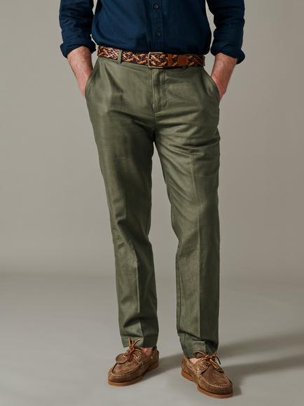 Aubin Axholme Linen-Cotton Suit Trousers, Khaki