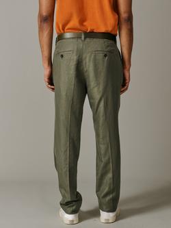 Aubin Axholme Linen-Cotton Tailored Trousers, Khaki - view 2, Khaki