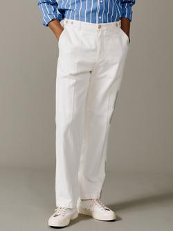 Aubin Axholme Linen-Cotton Tailored Trousers, Vintage White, Vintage White