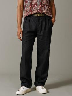 Aubin Belvedere Linen Tailored Trousers, Black, Black