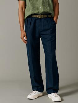 Aubin Northfield Relaxed Linen Cotton Blend Trousers, Navy Hopsack, Navy Hopsack