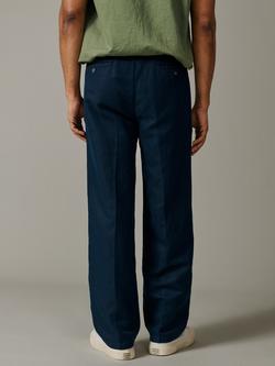 Aubin Northfield Relaxed Linen Cotton Blend Trousers, Navy Hopsack - view 2, Navy Hopsack