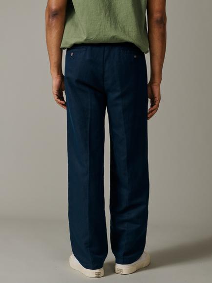 Aubin Northfield Relaxed Linen Cotton Blend Trousers, Navy Hopsack - view 2, Navy Hopsack
