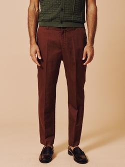 Aubin Pasmore Tailored Fit Linen Blend Suit Trousers, Brown, Brown