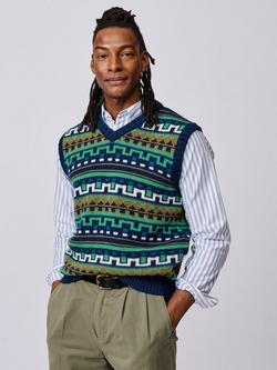 Aubin Beechway Fair Isle Merino Wool Tank Top, Blue/Multi, Blue/Multi