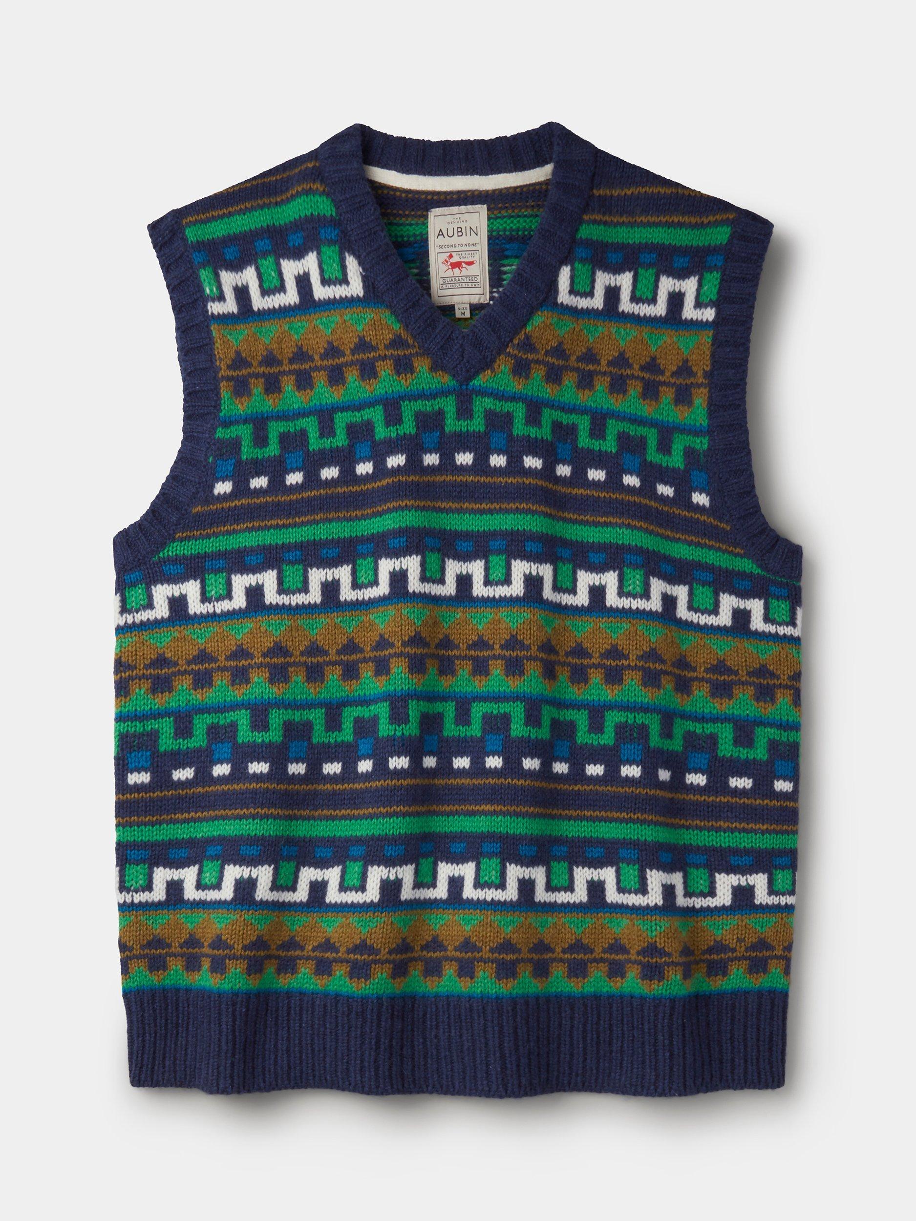 Product image 4 of 4, which shows Aubin Beechway Fair Isle Merino Wool Tank Top, Blue/Multi, S