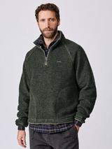 Aubin Bodmin Fleece Zip Neck Jumper, Khaki