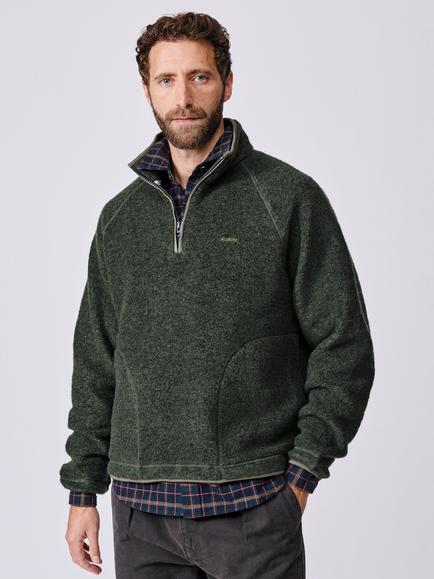 Aubin Bodmin Fleece Zip Neck Jumper, Khaki, Khaki