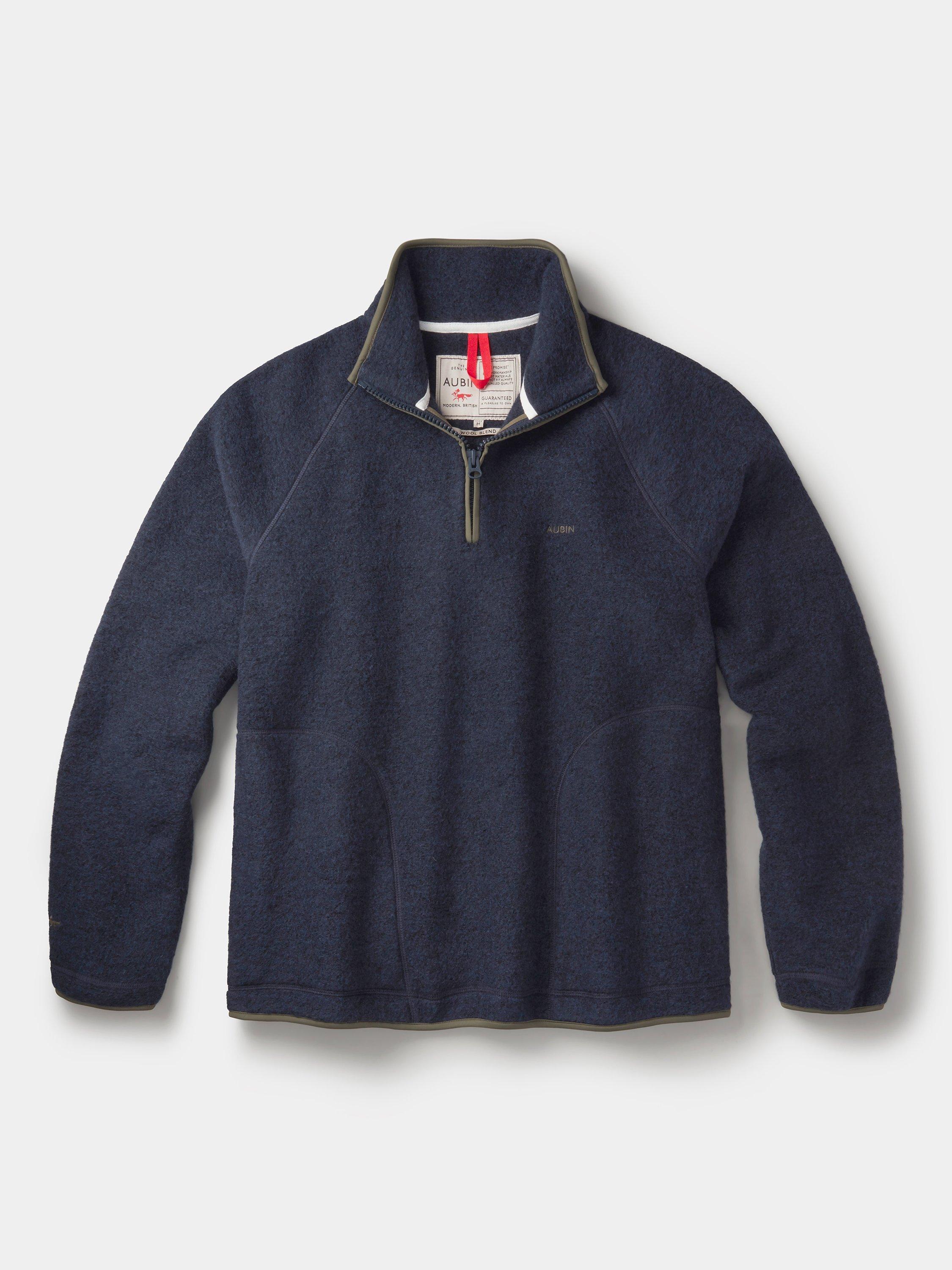 Product image 6 of 6, which shows Aubin Bodmin Fleece Zip Neck Jumper, Navy, S