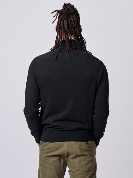 Aubin Bonby Zip Neck Cotton Jumper - view 2, Black