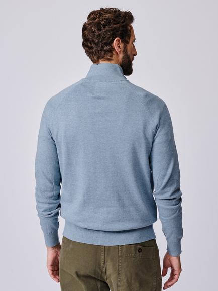 Aubin Bonby Zip Neck Cotton Jumper - view 2, Pale Blue