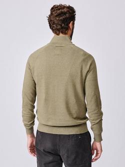 Aubin Bonby Zip Neck Cotton Jumper - view 2, Light Sage