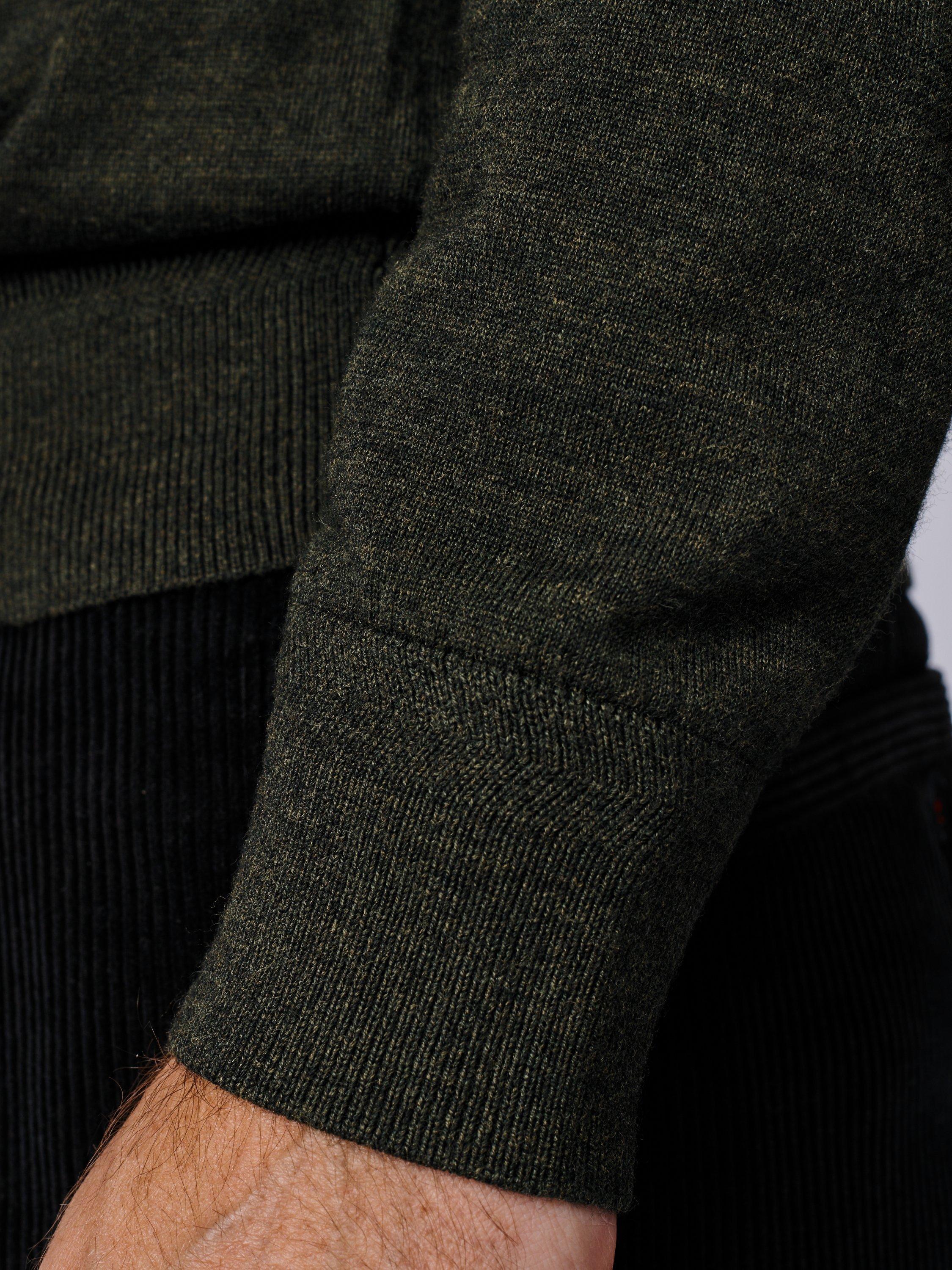 Product image 5 of 6, which shows Aubin Burnham Extra Fine Merino Wool V-Neck Jumper, Dark Khaki, S