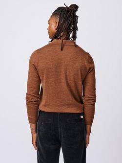 Chapel Extra Fine Knit Merino Wool Long Sleeve Polo Shirt, Rust - view 2, Rust
