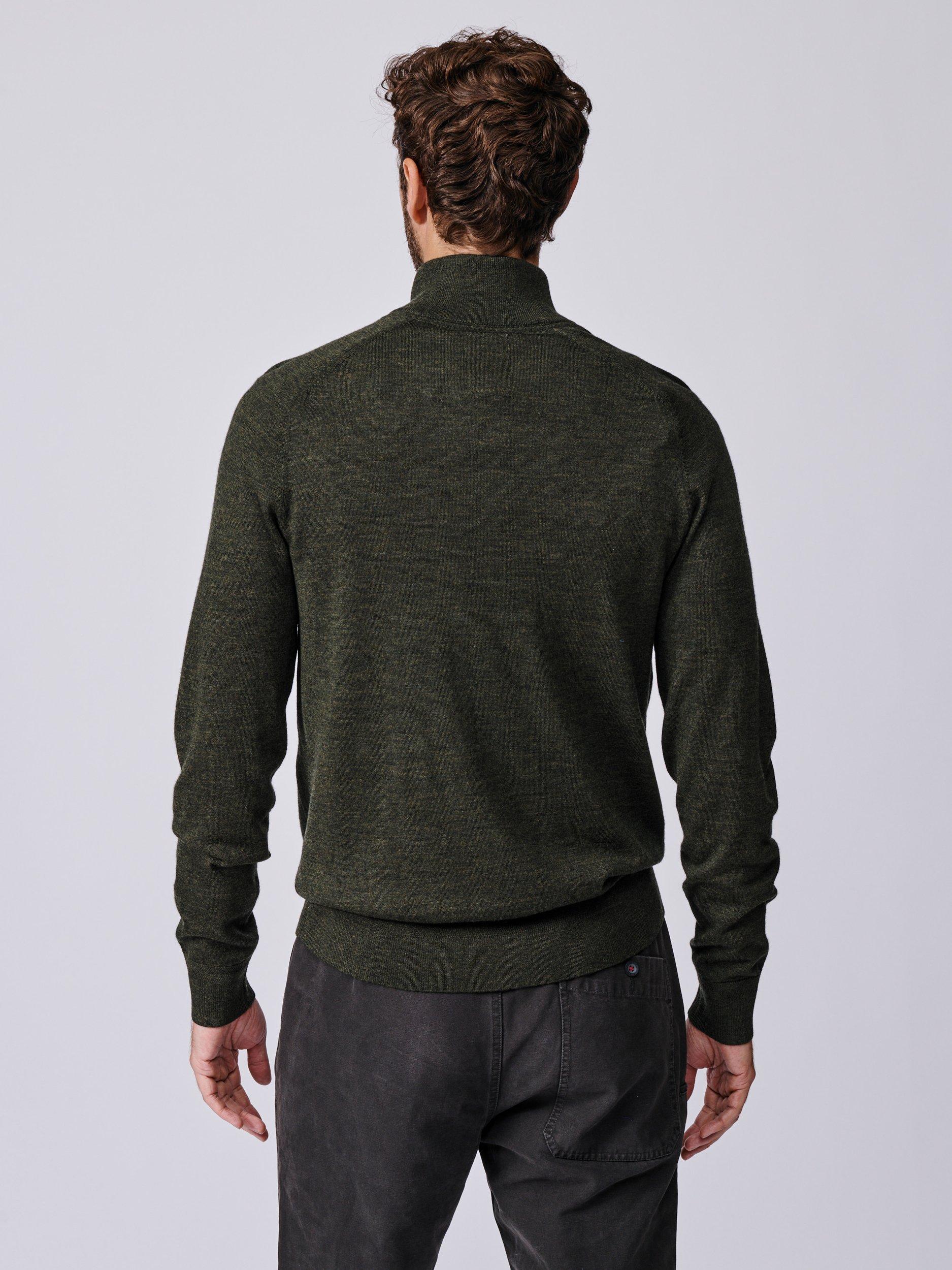 Product image 2 of 6, which shows Aubin Laurel Extra Fine Merino Wool Zip Neck Jumper, Dark Khaki, S