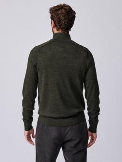 Aubin Laurel Extra Fine Merino Wool Zip Neck Jumper - view 2, Dark Khaki