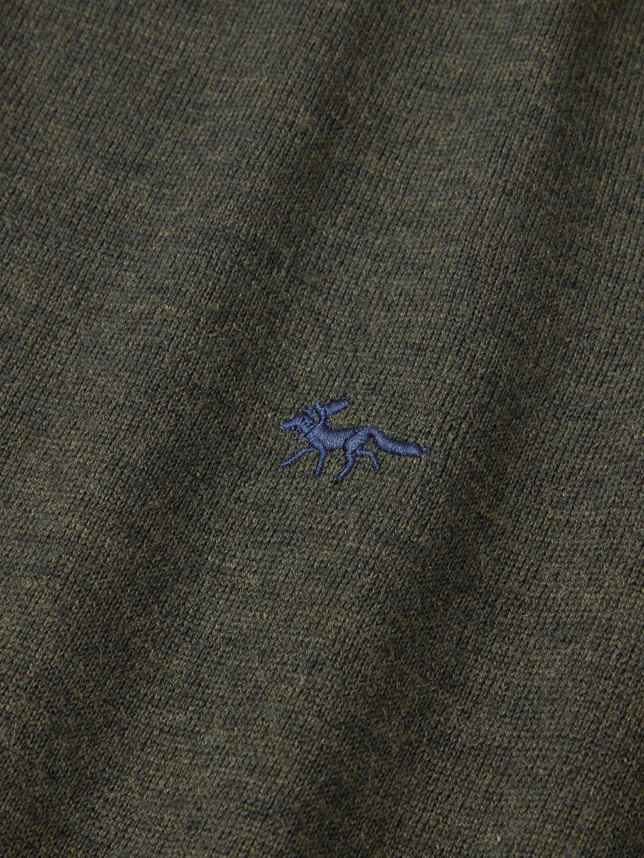 Product image 6 of 6, which shows Aubin Laurel Extra Fine Merino Wool Zip Neck Jumper, Dark Khaki, S