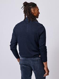 Aubin Laurel Extra Fine Merino Wool Zip Neck Jumper - view 2, Navy
