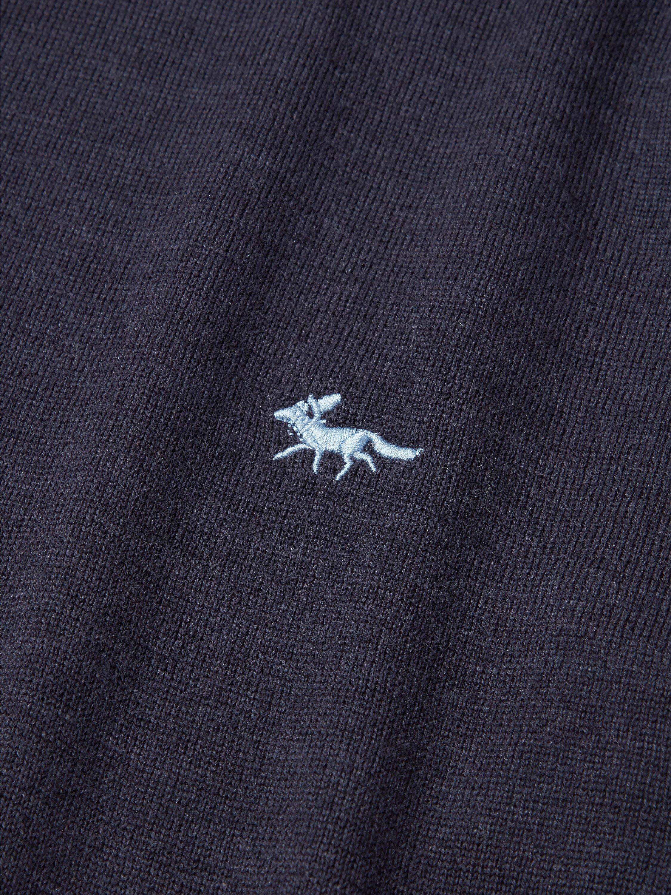 Product image 5 of 6, which shows Aubin Laurel Extra Fine Merino Wool Zip Neck Jumper, Navy, S