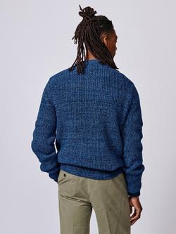 Aubin Martin Rib Knit Crew Neck Jumper - view 2, Blue Twist