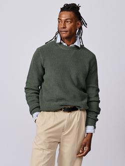 Aubin Martin Rib Knit Crew Neck Jumper, Khaki