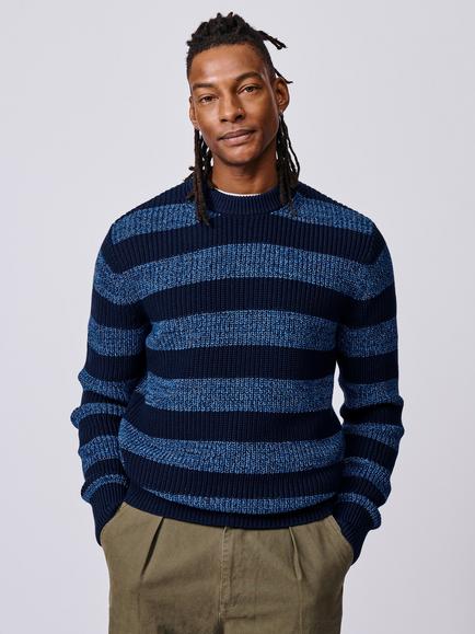 Aubin Martin Cotton Crew Neck Jumper, Navy/Multi, Navy/Multi