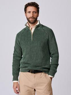 Aubin Martin Cotton Zip-Neck Jumper, Khaki, Khaki