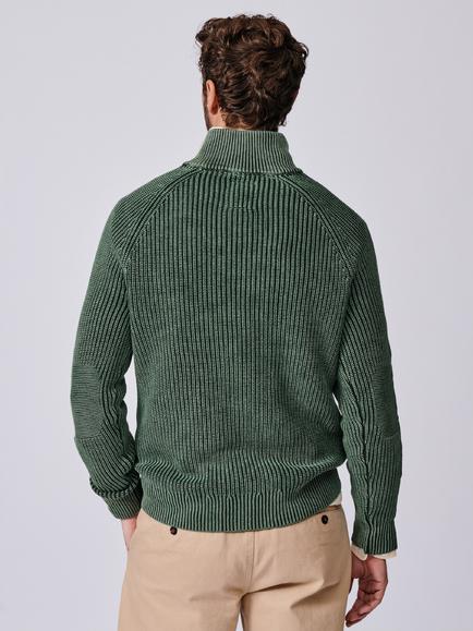 Aubin Martin Cotton Zip-Neck Jumper, Khaki - view 2, Khaki