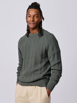 Aubin Montrose Cotton Crew Neck Jumper, Dark Khaki, Dark Khaki