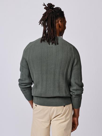 Aubin Montrose Cotton Crew Neck Jumper, Dark Khaki - view 2, Dark Khaki