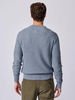 Aubin Norton Cotton Merino Wool Blend Textured Crew Neck Jumper, Pale Blue - view 2, Pale Blue